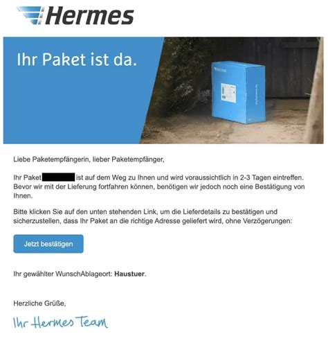 hermes benachrichtung fake abholung|Hermes phishing mail betrug.